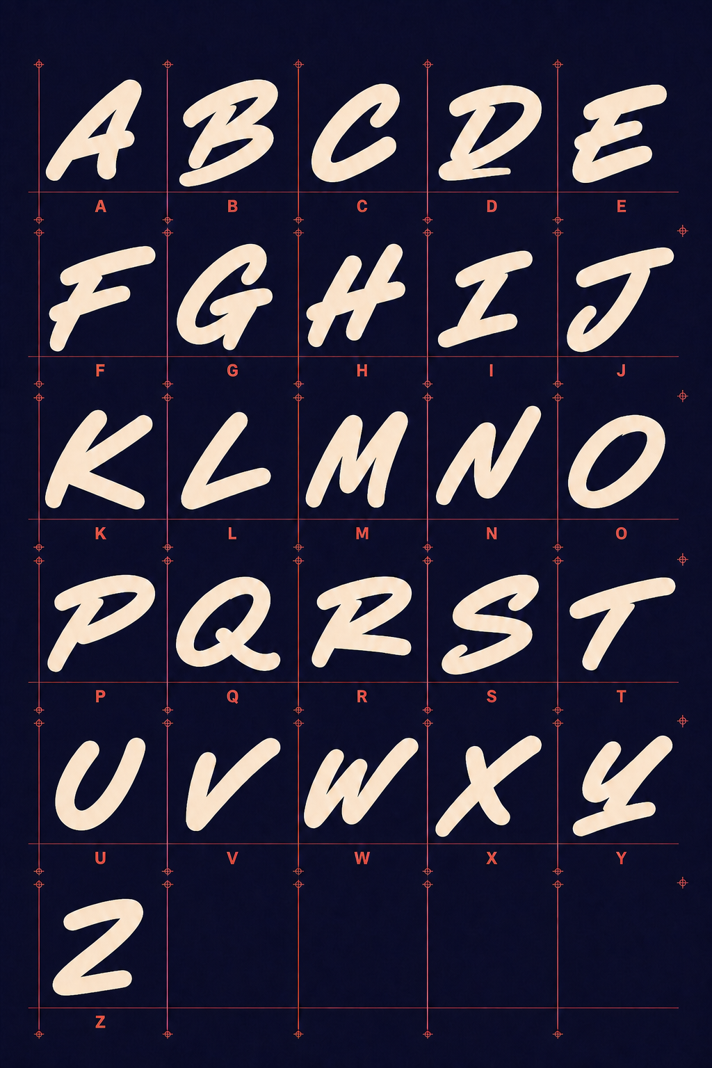 CTG Signature Script uppercase A through Z display letter study