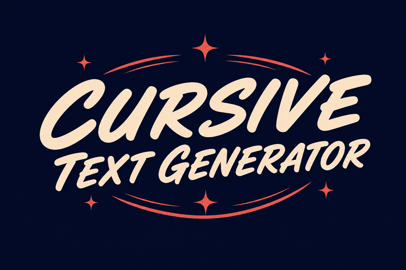Cursive Text Generator retro display wordmark with coral star decorations